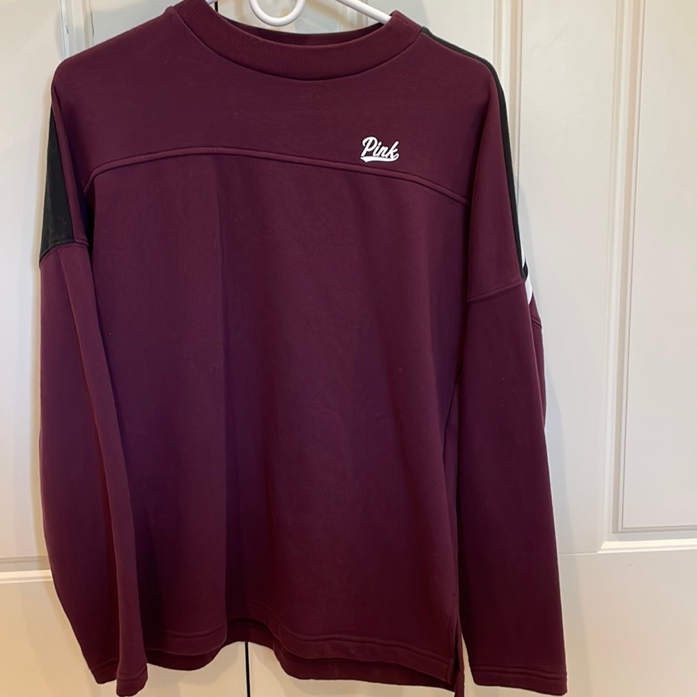 PINK maroon oversized crewneck, XS